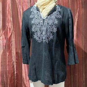 100% linen three-quarter sleeve tunic